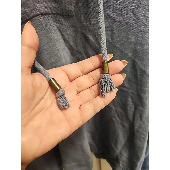 J. Jill Lace Up Long Sleeve Pullover Hoodie Blue Sz XL Terry Oversized Cotton - Picture 3 of 8